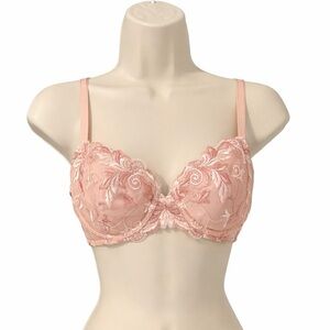 Soma Lace Bra Sensuous Sides Full Coverage 34C Pink Underwire Embroidered